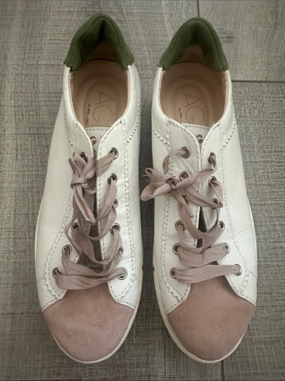 AGL Attilio Giusti Leombruni Sade Leather & Suede Olive Sneaker, Size EU 38
